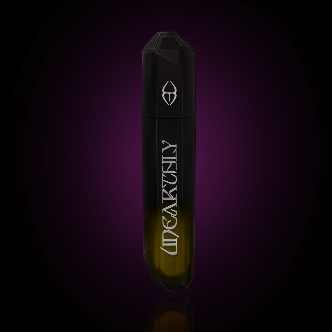 Mandy liquid lipstick in Crystal tube on black background
